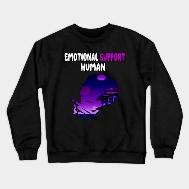 Emotional Support Human - Japanese Vaporwave Aesthetic Crewneck Sweatshirt by Rare Aesthetic